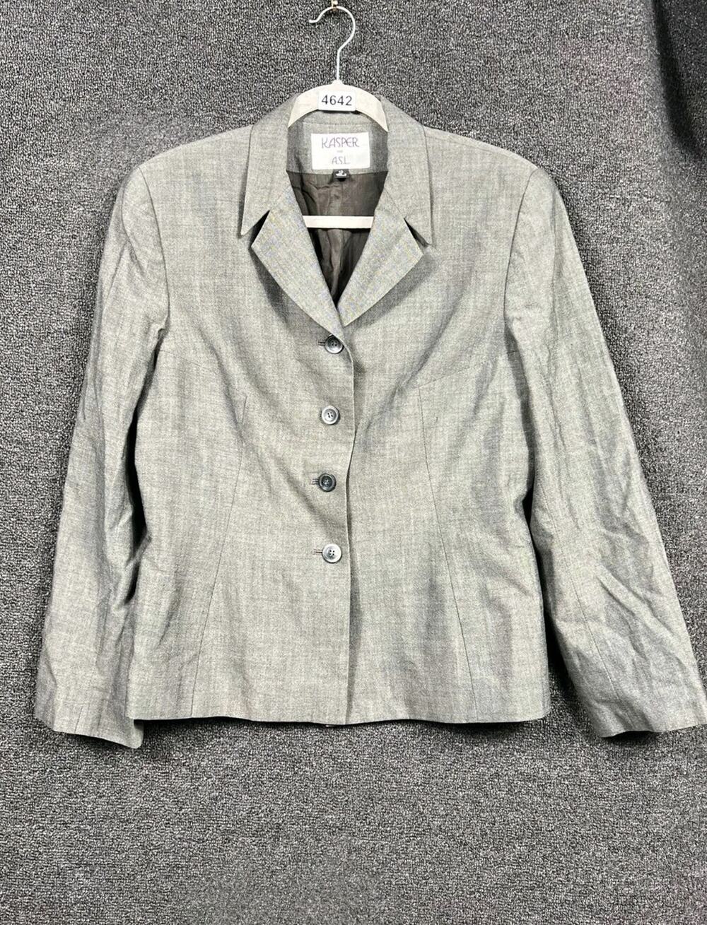 Kasper Wool Blend Blazer Jacket Womens Size 12 Single Breasted Career 4 Buttons